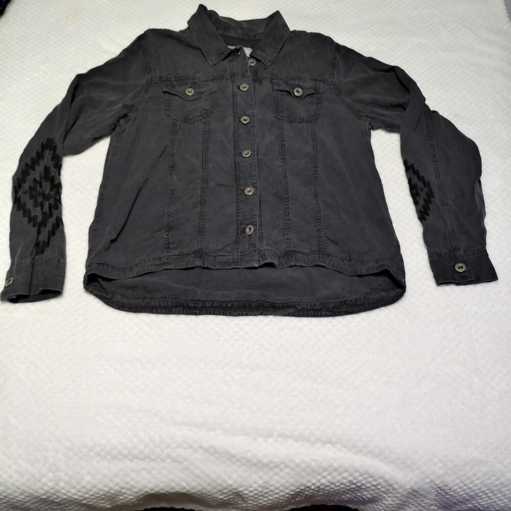 Ariat Jacket Womens Large Button Lightweight Western Embroidered Aztec Acid Gray